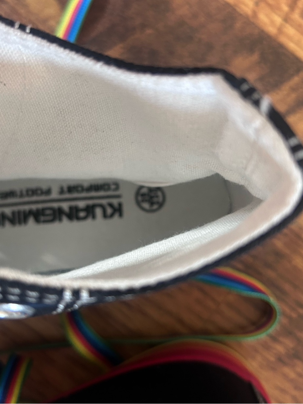 Kids Black High-Top Sneakers with Rainbow Laces - Picture 4 of 5